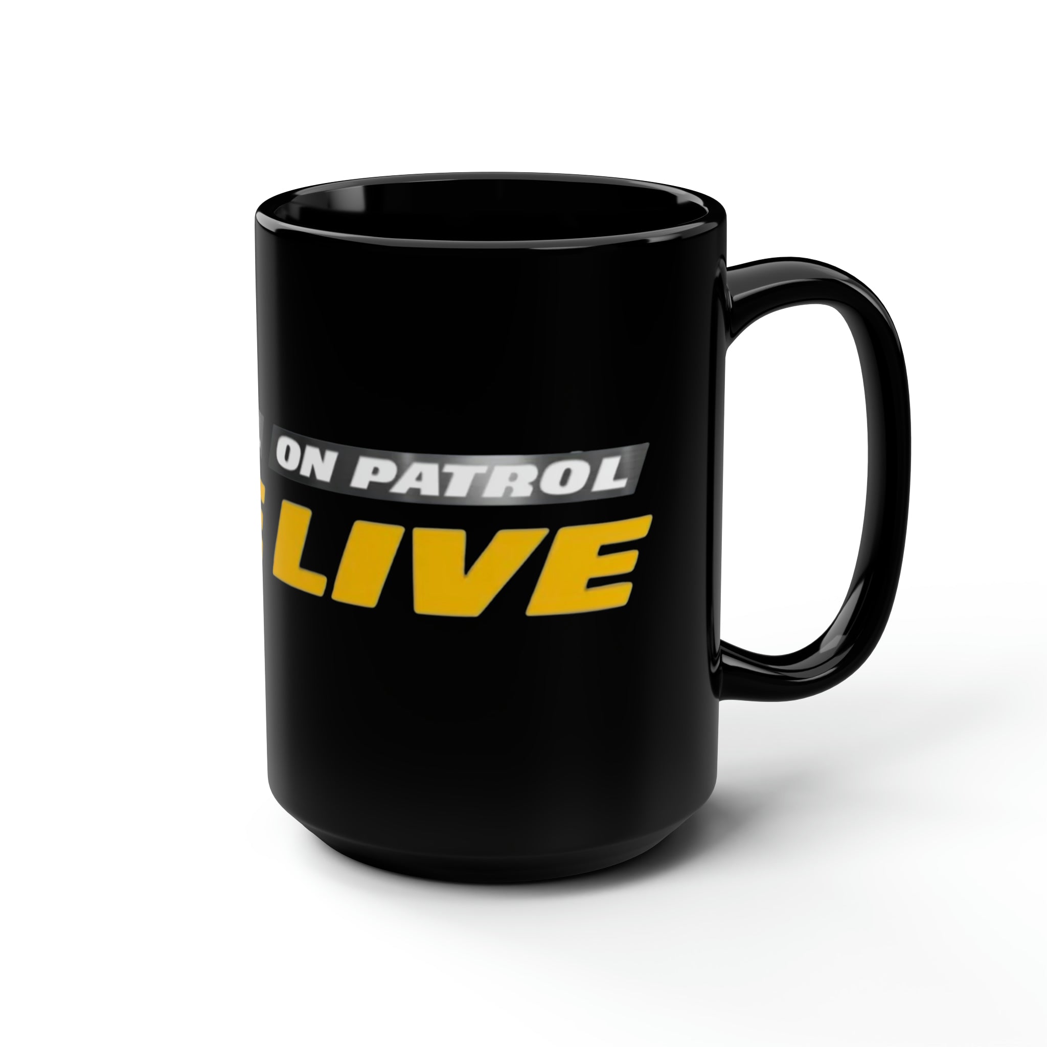 OPL- On Patrol Live Logo- Black Mug 15oz - Creations by Chris and Carlos